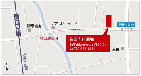 近鉄大阪線「法善寺」駅付近案内図